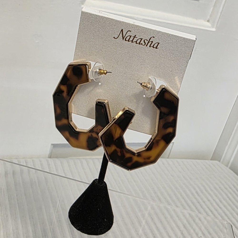 Natasha Couture Tortoise Shell Fashion Jewelry Earrings